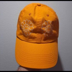 TAKAHASHI MURAKAMI Orange MENS Cap with Smiley Flowers